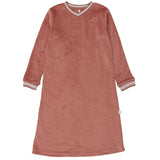 Velour Varsity Nightgown- Dusty Rose