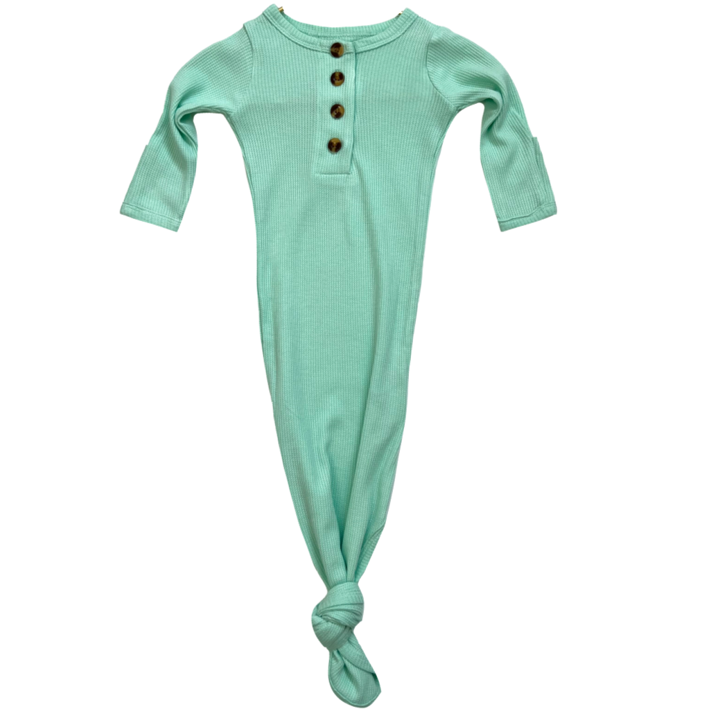 Knotted Baby Gown - Waffle Mint