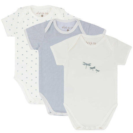 3 Pack Jersey Cotton Undershirts - Blue Dragonfly - HoneyBug 