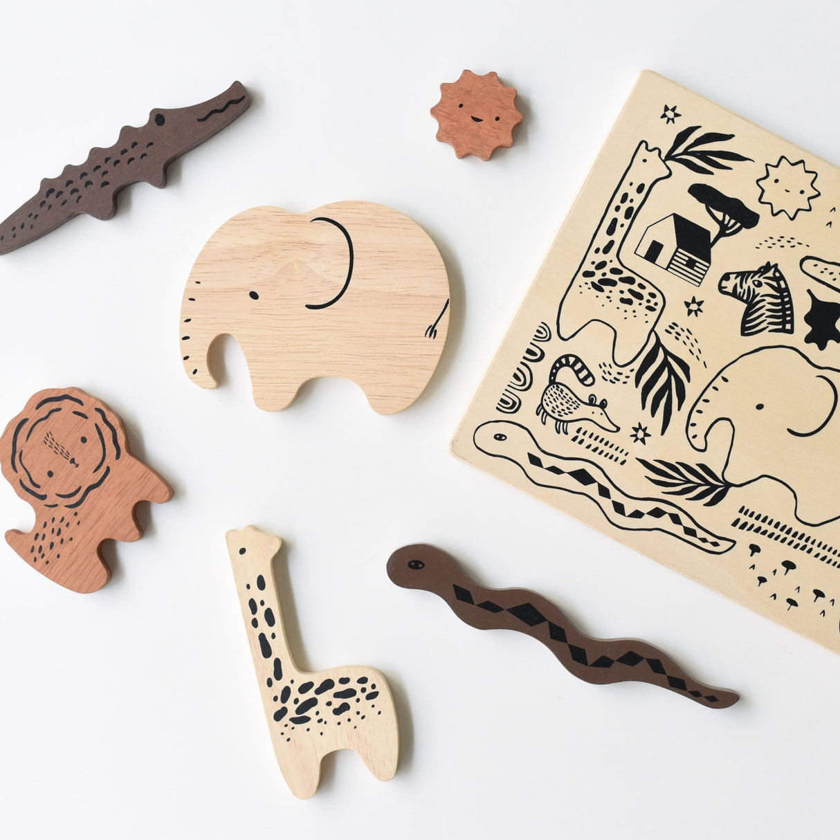 Wooden Tray Puzzle - Safari Animals - HoneyBug 