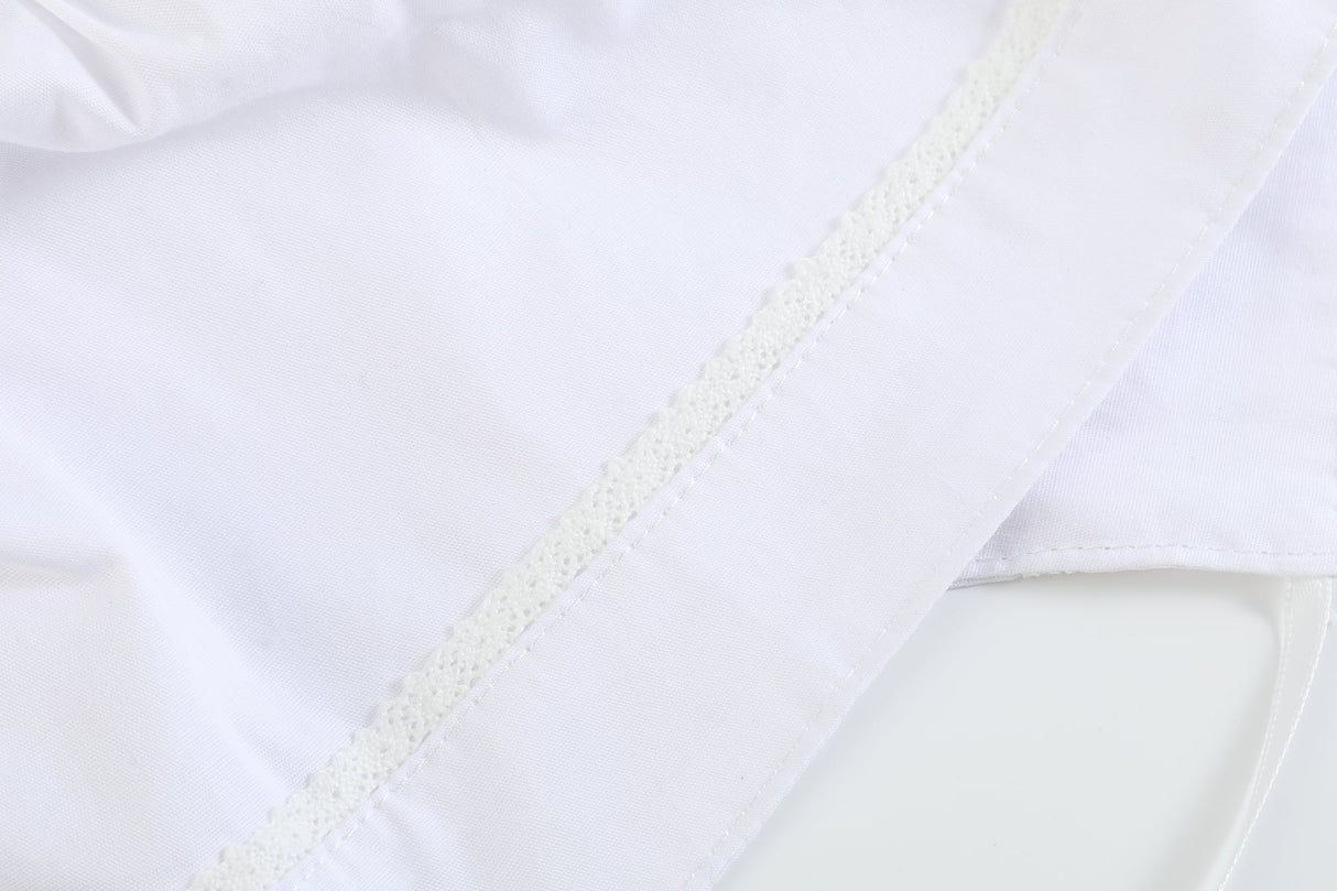 White Collared Button Romper with Bonnet