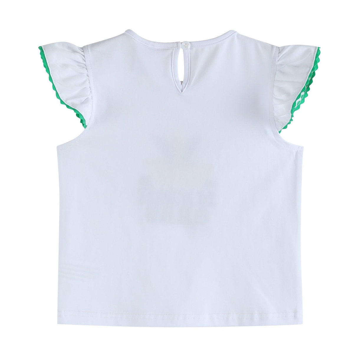 White Mardi Gras Applique Ruffle Shirt