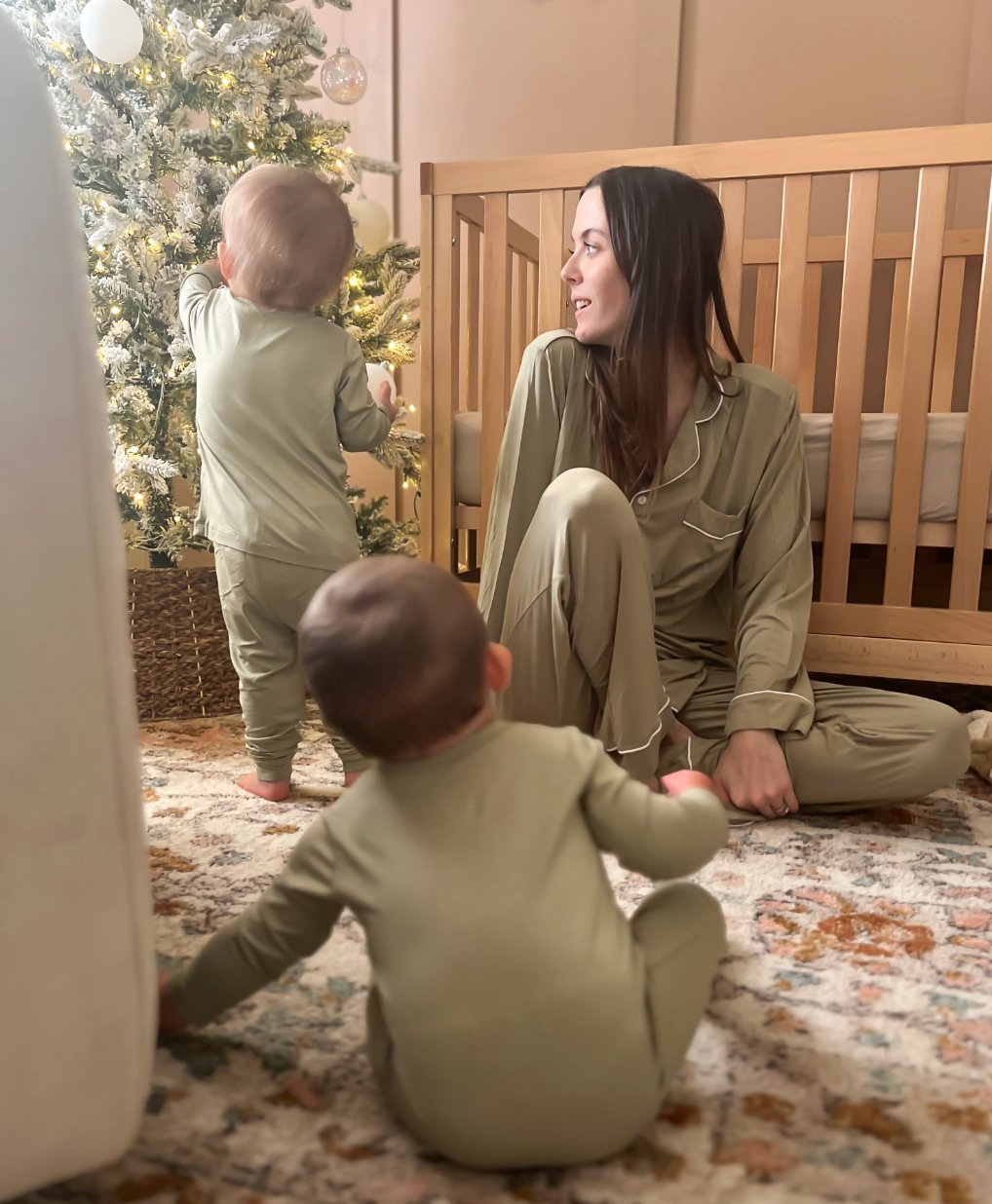 Women's Long Sleeve Pajama Set in Sage - HoneyBug 