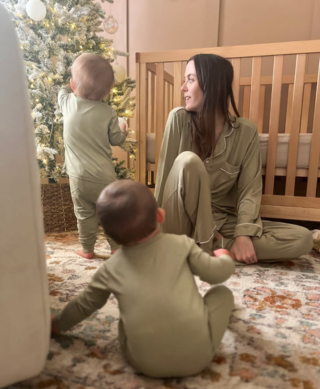 Women's Long Sleeve Pajama Set in Sage - HoneyBug 