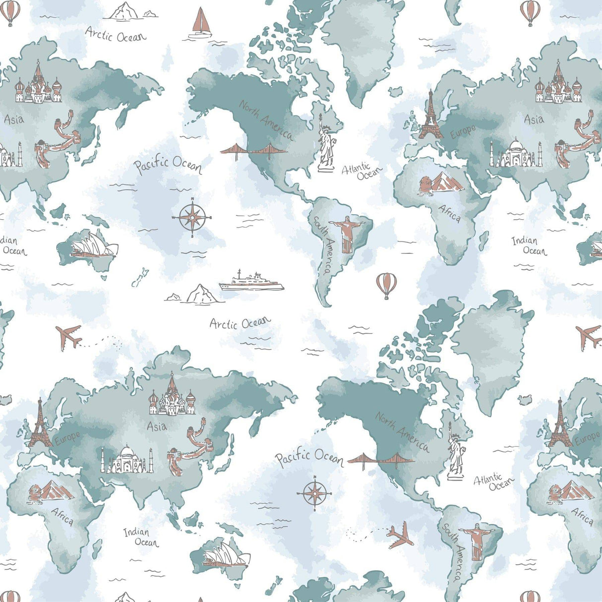 World Map Oh So Soft Muslin Teether Blanket