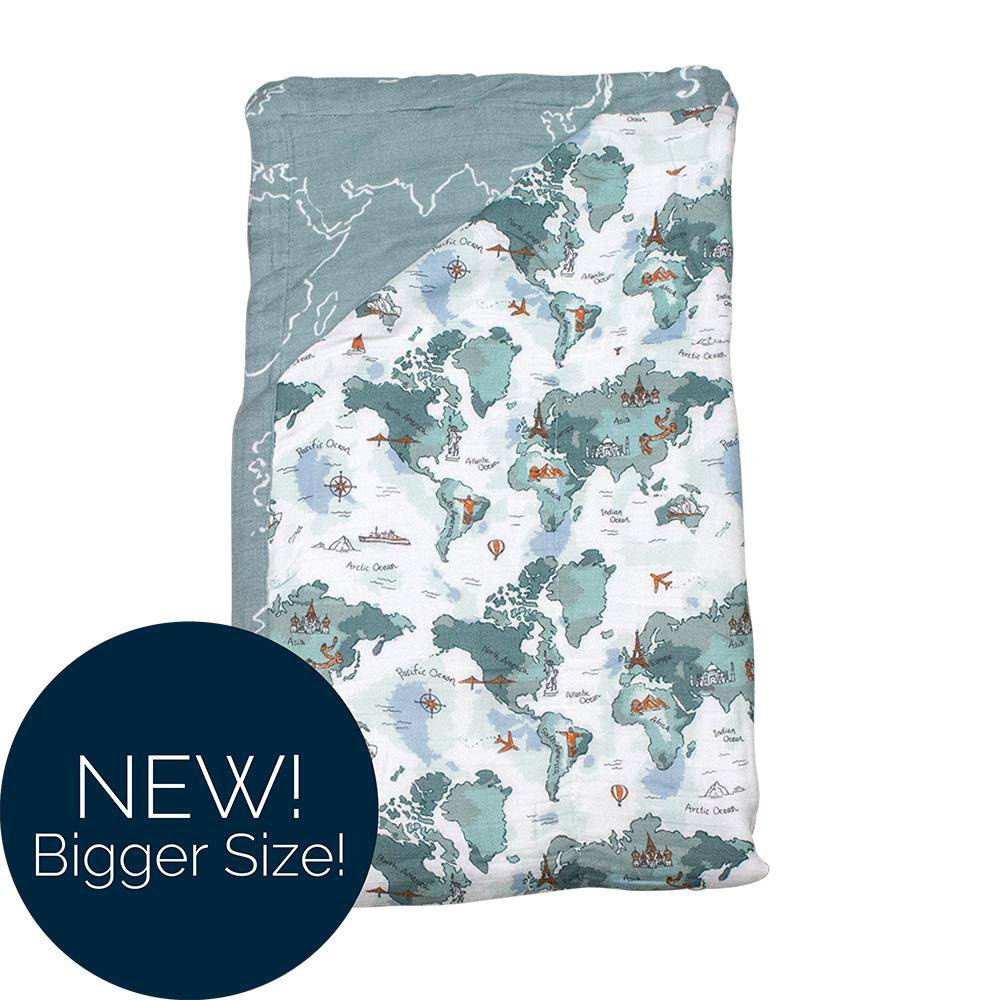 World Map + Someday Oh So Soft Muslin Super Snuggle Blanket