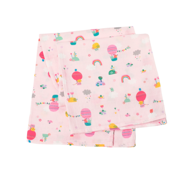 Balloon Baby Organic Muslin Swaddle Blanket - HoneyBug 