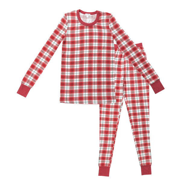 Adult Lounge Set - Holiday Red Plaid - HoneyBug 