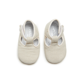 My-First Linen T-Band Shoes in Off-White by childrenchic - HoneyBug 