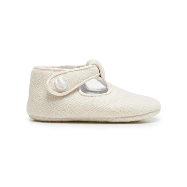 My-First Linen T-Band Shoes in Off-White by childrenchic - HoneyBug 