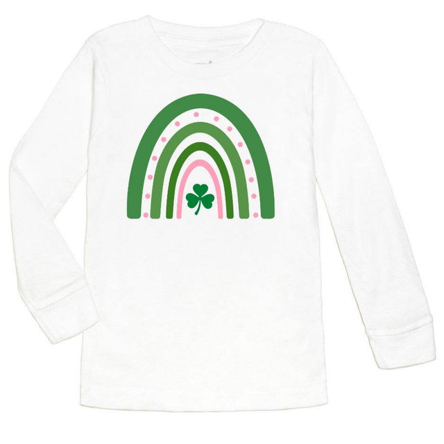 Rainbow Shamrock White Long Sleeve Shirt - HoneyBug 