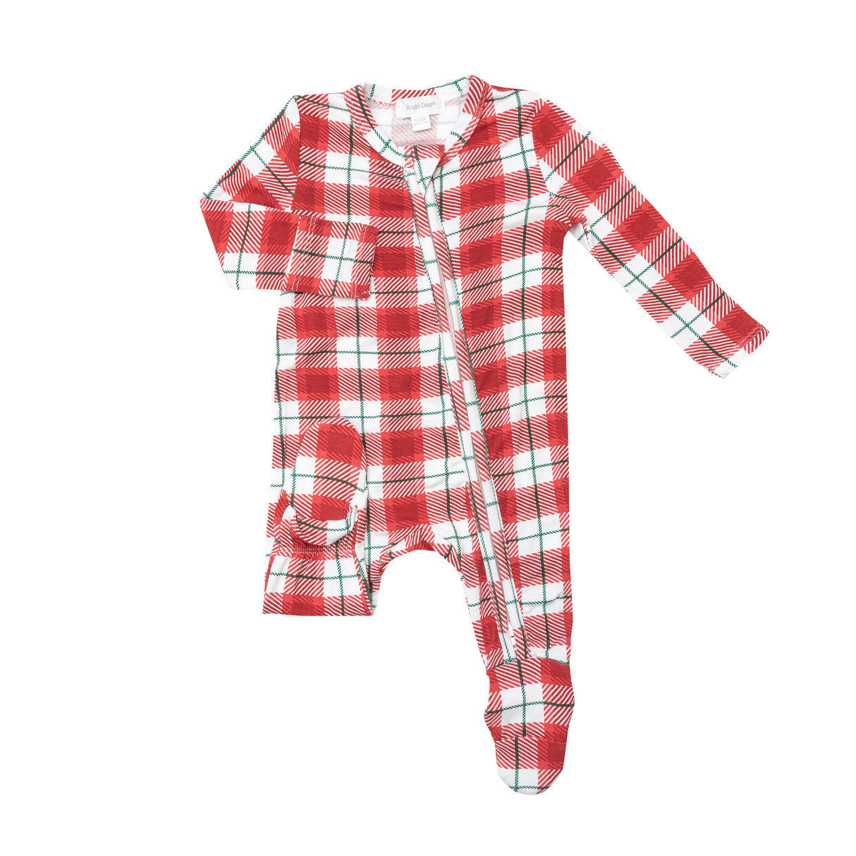 2 Way Zip Footie - Holiday Red Plaid - HoneyBug 