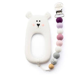 Bear Teether Clip - White - HoneyBug 