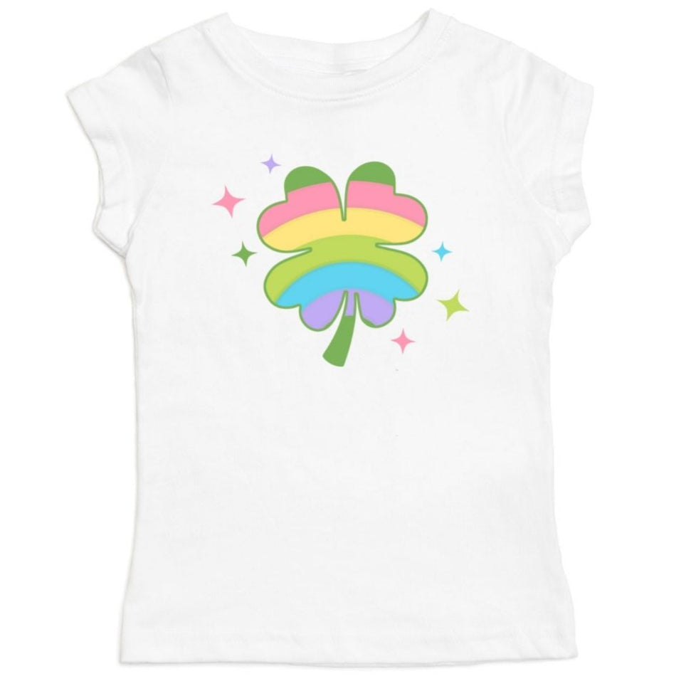 Rainbow Clover Short Sleeve Shirt - HoneyBug 