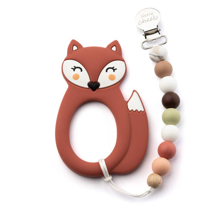 Fox Teether Clip - Rust - HoneyBug 