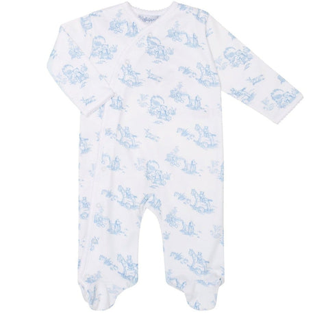 Blue Toile Crossover Footie - HoneyBug 