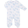 Blue Toile Crossover Footie - HoneyBug 