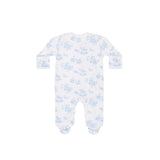 Blue Toile Crossover Footie - HoneyBug 