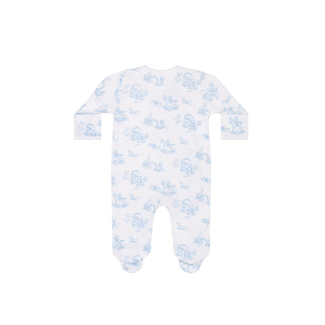 Blue Toile Crossover Footie - HoneyBug 