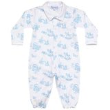 Blue Toile Baby Converter Gown - HoneyBug 