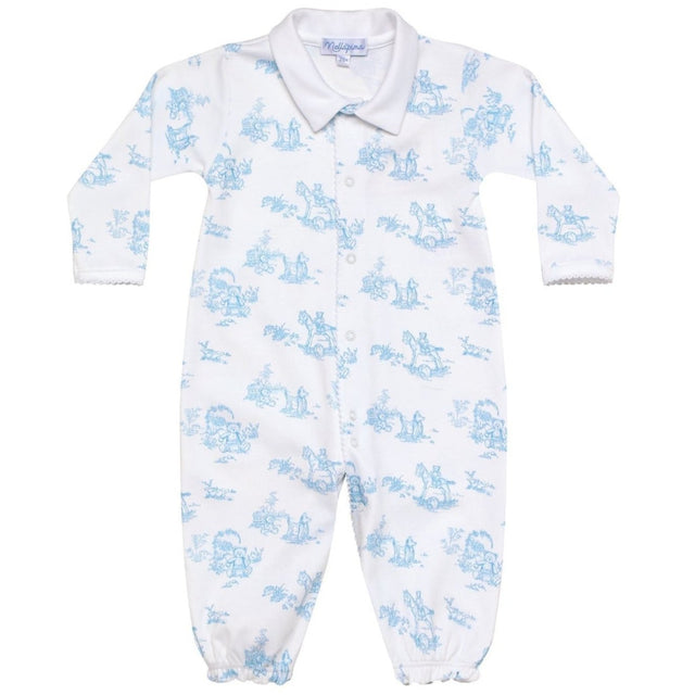 Blue Toile Baby Converter Gown - HoneyBug 