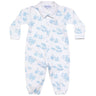 Blue Toile Baby Converter Gown - HoneyBug 