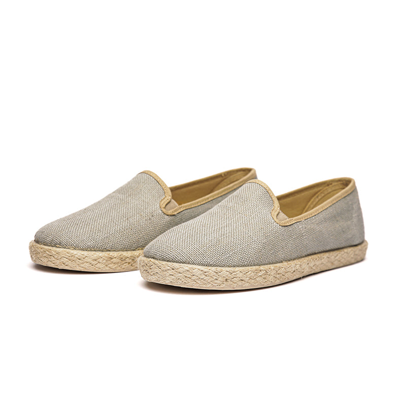 Linen Yute Slip-on Sneakers in Light Grey by childrenchic - HoneyBug 