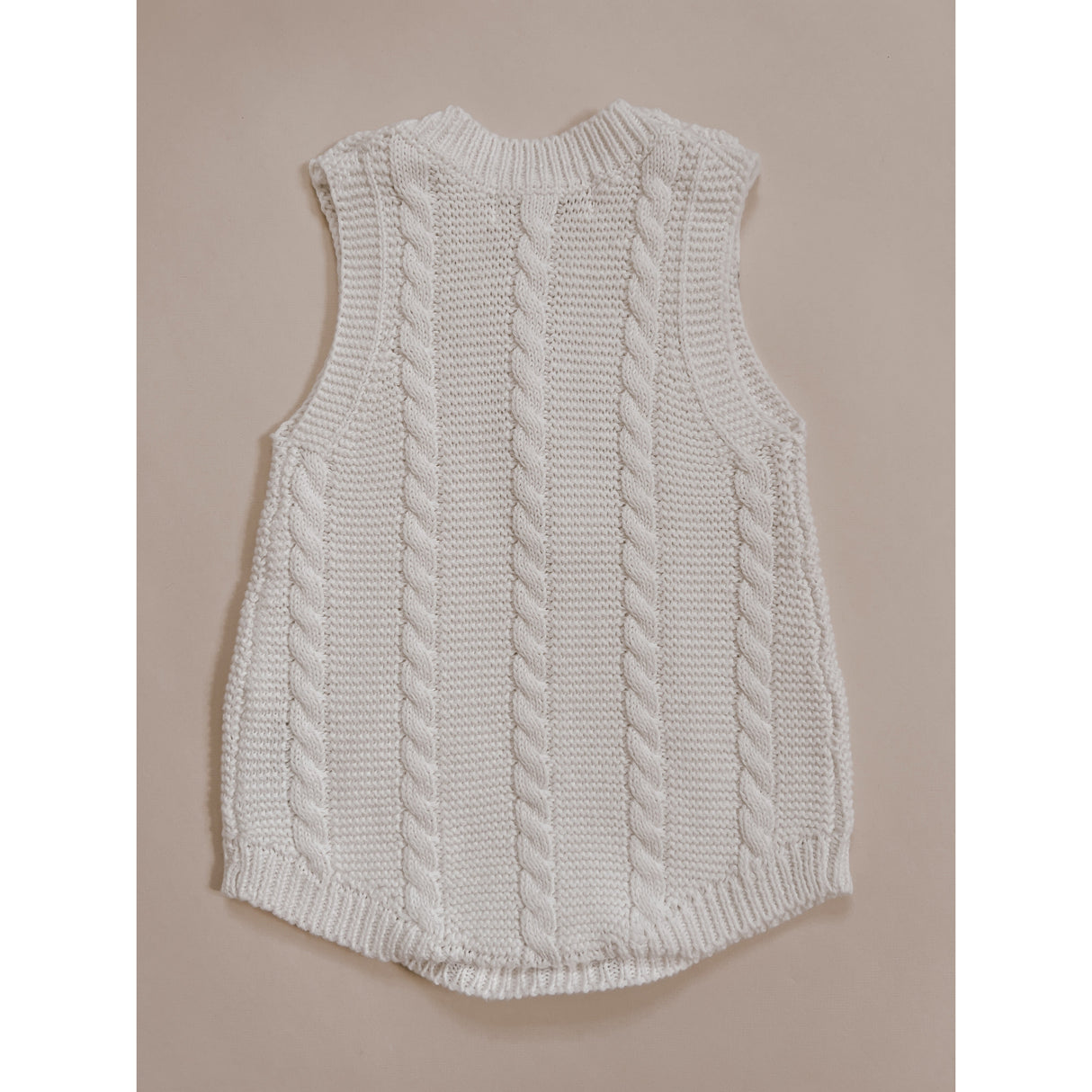 Luna + Luca Cable Knit Summer Romper - White - HoneyBug 