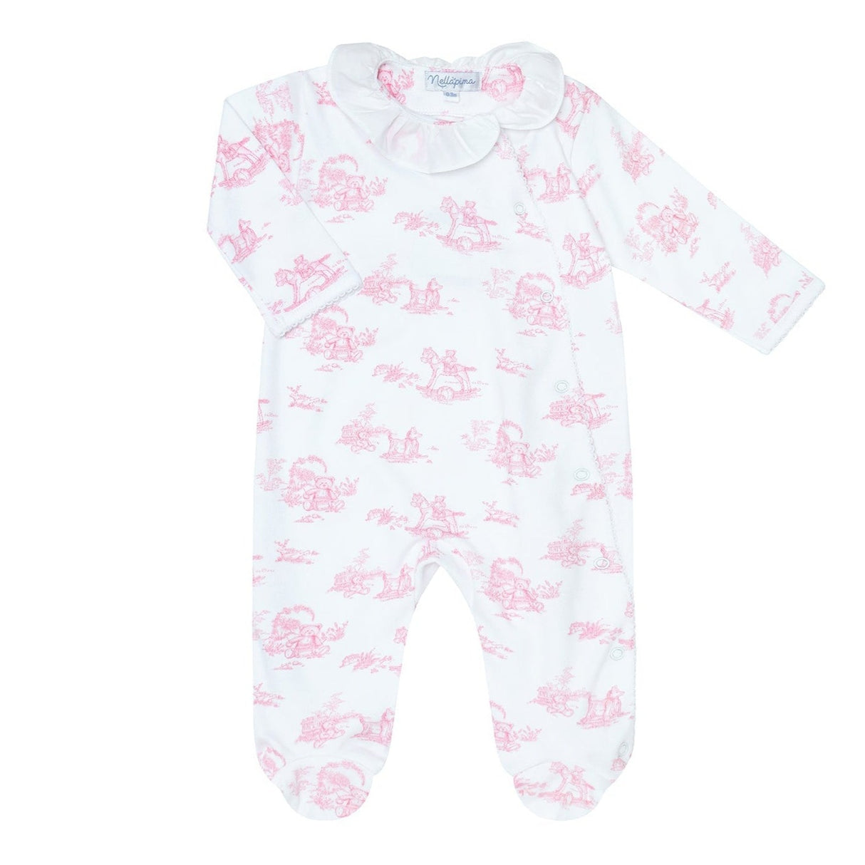 Pink Toile Crossover Footie - HoneyBug 