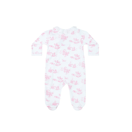Pink Toile Crossover Footie - HoneyBug 