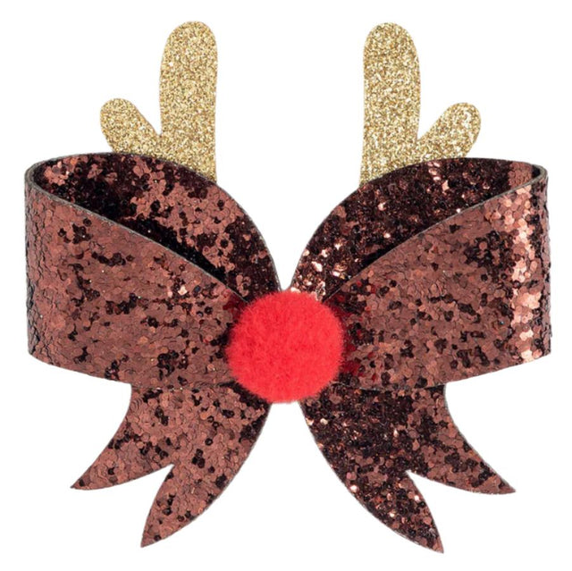 Glitter Reindeer Bow Clip - HoneyBug 