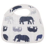 In the Wild Elephant Cotton Muslin Snap Bibs 3PK - HoneyBug 