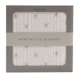 Lavender Flower and White Bamboo Muslin Newcastle Blanket - HoneyBug 