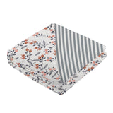 Dahlia Floral and Finley Stripe Bamboo Muslin Newcastle Blanket - HoneyBug 