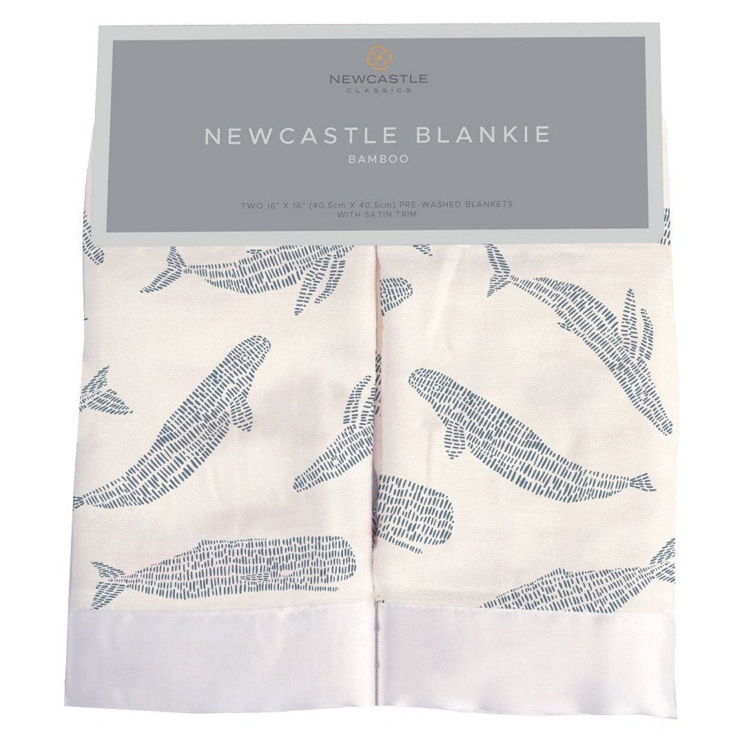Blue Shadow Whales Bamboo Newcastle Blankie - HoneyBug 
