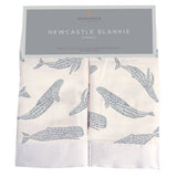 Blue Shadow Whales Bamboo Newcastle Blankie - HoneyBug 