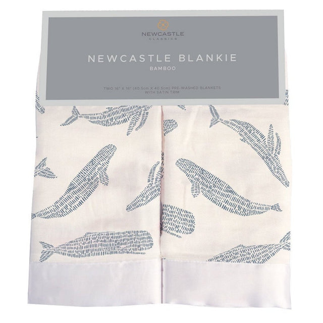 Blue Shadow Whales Bamboo Newcastle Blankie - HoneyBug 