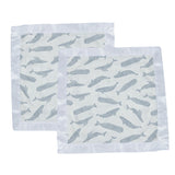 Blue Shadow Whales Bamboo Newcastle Blankie - HoneyBug 