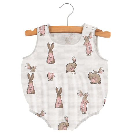 Powder Pink Bunnies Bamboo Newcastle Mini Bubble - HoneyBug 