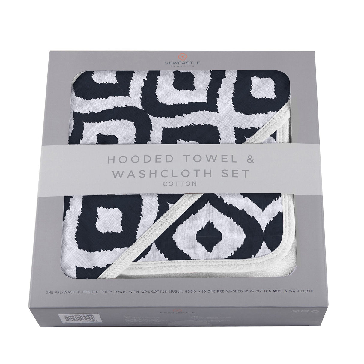 Moroccan Blue Hooded Towel and Washcloth Set - HoneyBug 