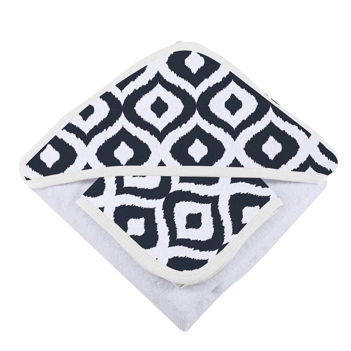 Moroccan Blue Hooded Towel and Washcloth Set - HoneyBug 