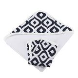 Moroccan Blue Hooded Towel and Washcloth Set - HoneyBug 