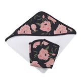 Peonies Hooded Towel and Washcloth Set - HoneyBug 