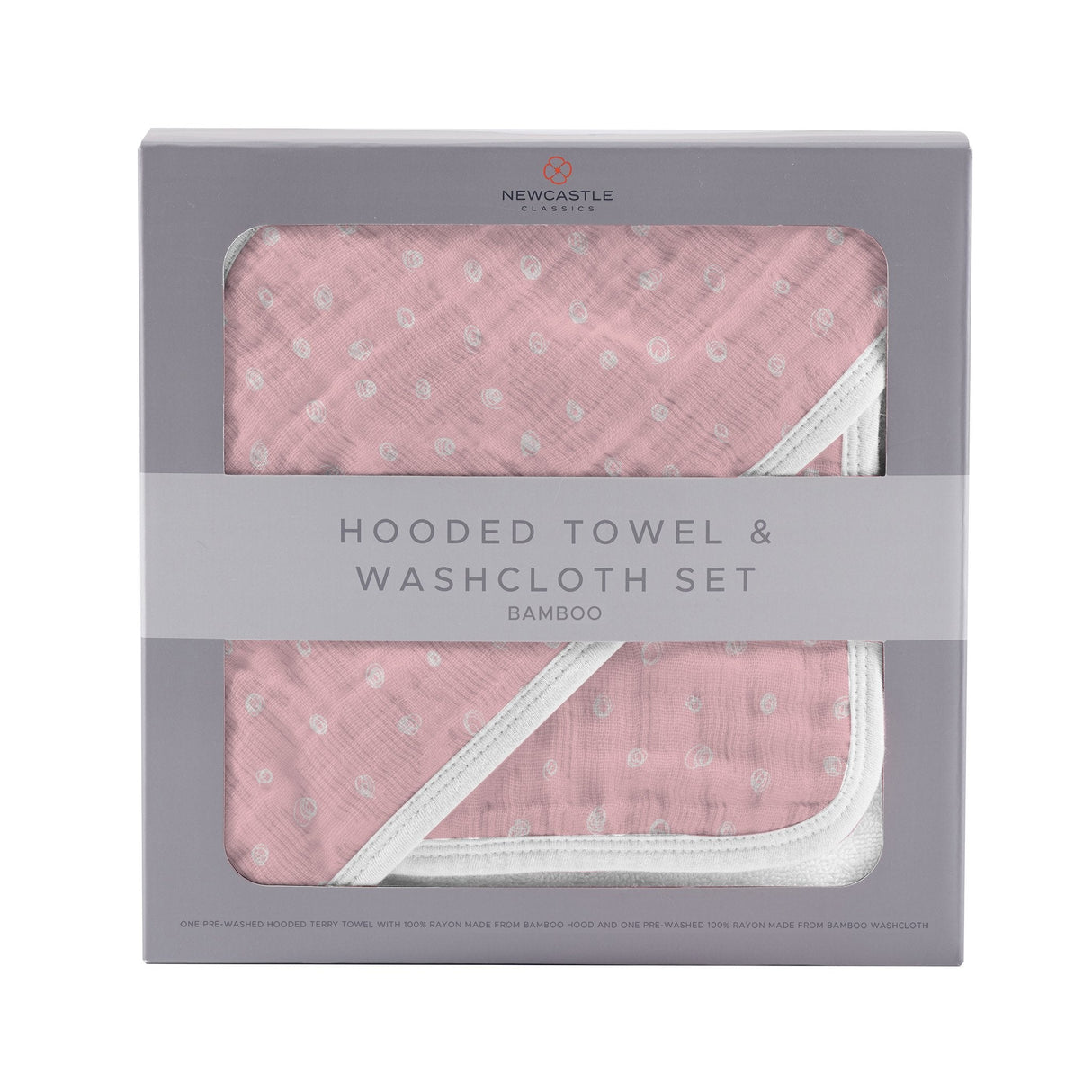 Pink Pearl Polka Dot Hooded Towel and Washcloth Set - HoneyBug 