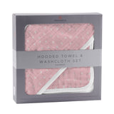 Pink Pearl Polka Dot Hooded Towel and Washcloth Set - HoneyBug 