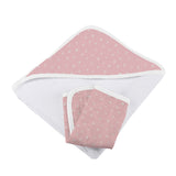 Pink Pearl Polka Dot Hooded Towel and Washcloth Set - HoneyBug 