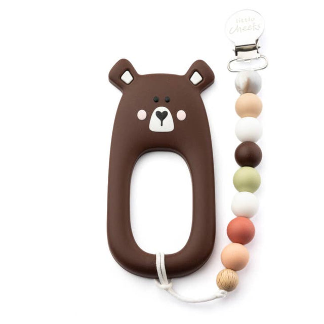 Bear Teether Clip - Brown - HoneyBug 