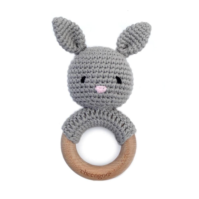 Bunny Teething Rattle - Grey - HoneyBug 