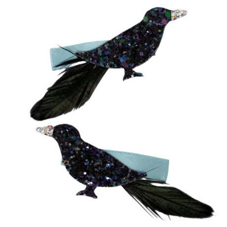 Halloween Glitter Crow Hair Clips (set of 2) - HoneyBug 