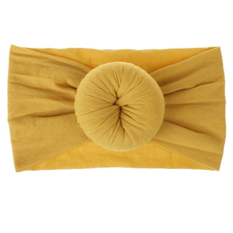 Mustard Nylon Donut Baby Headband - HoneyBug 